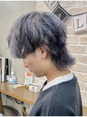 シルバー/グレー/ローライト/ウルフ/デザインカラー/マッシュ