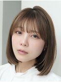 表参道ミディアムストレートニュアンスカラーアッシュグレー30代