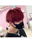 メンズ/カット/マッシュ/赤髪/暖色系カラー/
