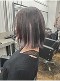 インナーパープルシルバー×ウルフボブ