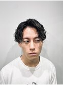 ダークアッシュ/カルマパーマ/ベリーショート<理容室>[新宿]