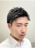 爽やか黒髪短髪アップバングショート