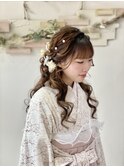 卒業式ゆるふわサイドお団子ハーフアップ