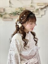 卒業式ゆるふわサイドお団子ハーフアップ