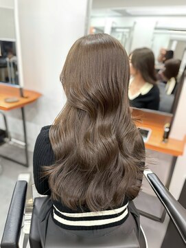 レブ 三条河原町(Reb,) ブリーチなしダブルカラーレイヤーカットロングショコラブラウン