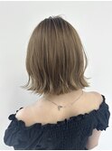 大人綺麗ぱっつんボブミルクティーブラウン20代30代40代