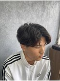 黒髪×センターパート