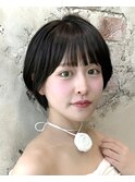 《岩田莉奈》地毛風縮毛矯正 ひし形ショートボブ 白髪染め 新宿
