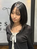 エストアール フクオカ 福岡博多店(est-r. Fukuoka)&nbsp;ミディアムレイヤー/韓国ヘア/ダークグレー/博多