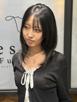 エストアール フクオカ 福岡博多店(est-r. Fukuoka) ミディアムレイヤー/韓国ヘア/ダークグレー/博多