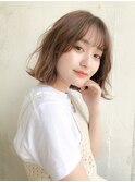 シースルーバング 切りっぱなしボブ ゆるふわ