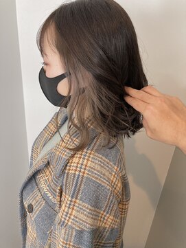 ナンバー(number+) 20代30代40代小顔カットインナーカラー透け感ナチュラルボブ