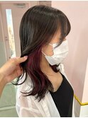 ブリーチインナーカラーピンクカラー前髪カットトリートメント