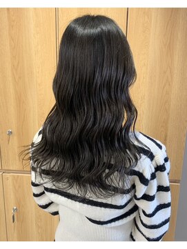 ディードットログ 大和西大寺店(D.Log) 黒髪ロングストレートアッシュブラックロブヘア髪質改善暗髪