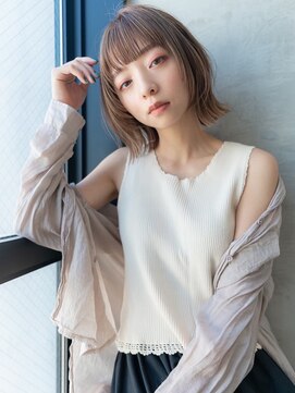 ハバナ 渋谷(HAVANA) 20代30代大人可愛いグレージュカラー斜めバングショートボブ