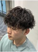 波巻きスパイラルパーマメンズツイストパーマプードルパーマ眉毛