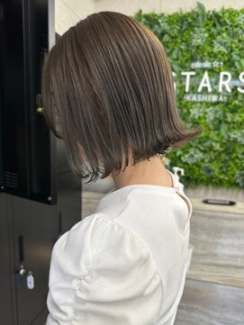 スターズ 柏(STARS) オリーブグレージュ　外ハネボブ　透明感デザインカラー
