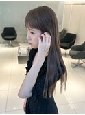 ロングワイドバンクオン眉グレージュベージュカラー中区袋町