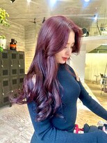 ヲタク(wotaku.)&nbsp;レッドカラー赤髪暖色カラーワインレッド韓国ヘアー韓国カラー