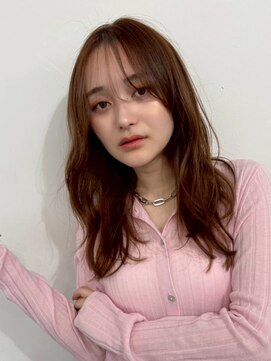 ハニー 町田(HONEY) 丸顔→小顔レイヤーカット美髪チェリーブラウンデジタルパーマ1