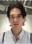 天神大名ニュアンスパーマセンターパートシャドウパーマ刈り上げ
