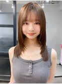 小顔 前髪 レイヤーカット ココアベージュ "