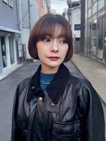 グリーンミドル(GREEN middle)&nbsp;ミニボブ/切りっぱなしボブ/ワイドバング/ピンクブラウンカラー