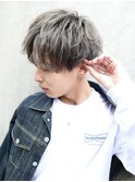 メンズマッシュブリーチカラーツーブロックスパイラルパーマ