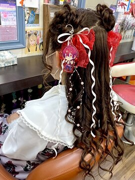 ヘアセットアップス(UP's) 『ツインハーフお団子♪フリルリボン＆ガーランド添えました♪