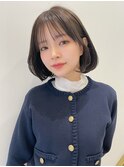 大人ガーリー チョコレート 小顔カット ボブ 薄めバング t529