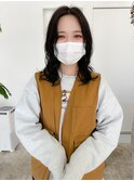 ミディアムパーマ×暗髪◎