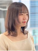 【顔周り似合わせカット】姫カットレイヤー/くすみベージュ