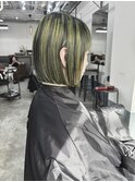 【ethica_南船場】ネオンイエローハイライト×切りっぱなしボブ