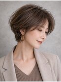 ショートマッシュショートレイヤー透けカラースッキリボブ清楚