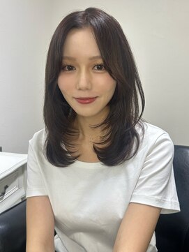 クレム 博多駅店(ChLem) レイヤー ミディアムレイヤー ココアブラウン 艶髪 顔まわり