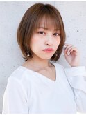 ★30代40代50代イメチェンマロンベージュ前髪小顔Aラインボブ
