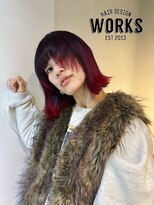 ワークス ヘアデザイン(WORKS HAIR DESIGN) デザインカラーワインレッドマニキュアカラー