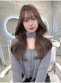 透明感グレージュ×韓国くびれヘア