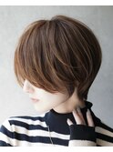 大人可愛い20代30代40代黒髪前下がりショートボブ丸みショート◎