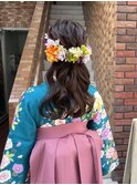 卒業式 ヘアセット ハーフアップ 袴着付け ゆる巻き 横浜★