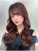 ロングくびれレイヤーカット【浦和】フレンチバング/ピンク