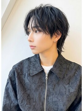 アース オーセンティック 関内店(EARTH Authentic) 艶感リバースセンターパートパーマ大人ウルフ