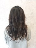 カーキアッシュ/ブリーチなし透け感グレー