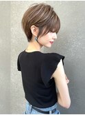 大人上品ショートヘアー 韓国マッシュオリーブベージュ
