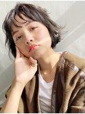 ウェーブボブ_カーキグレージュマッシュショート_28120