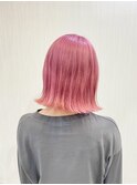 可愛いペールピンク＆外ハネボブ
