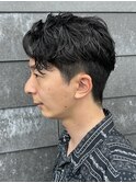 メンズマッシュセンターパートスパイラルパーマニュアンスパーマ