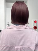 チェリーブラウン切りっぱなしボブケアブリーチイメチェン
