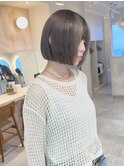 くすみベージュ ボブ 姫カットレイヤー 横浜