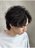 ルーズパーマシャドウパーマメンズマッシュウルフ10代20代ゆるめ